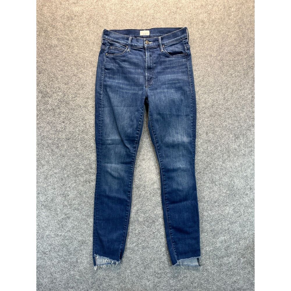 Mother Jeans Women's 27 Stunner Zip Ankle Step Fray Skinny High‎ Rise Blue Denim